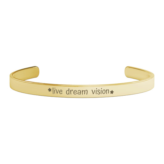Live Dream Vision Cuff Bracelet, Gold, Rose Gold and Silver