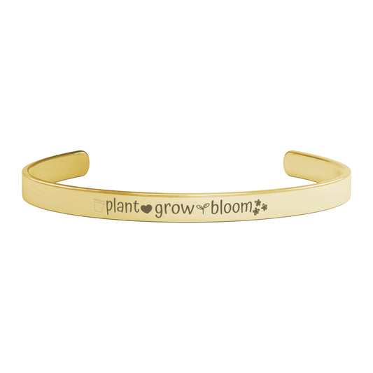 Plant Grow Bloom Cuff Bracelet, Gold, Rose Gold and Silver